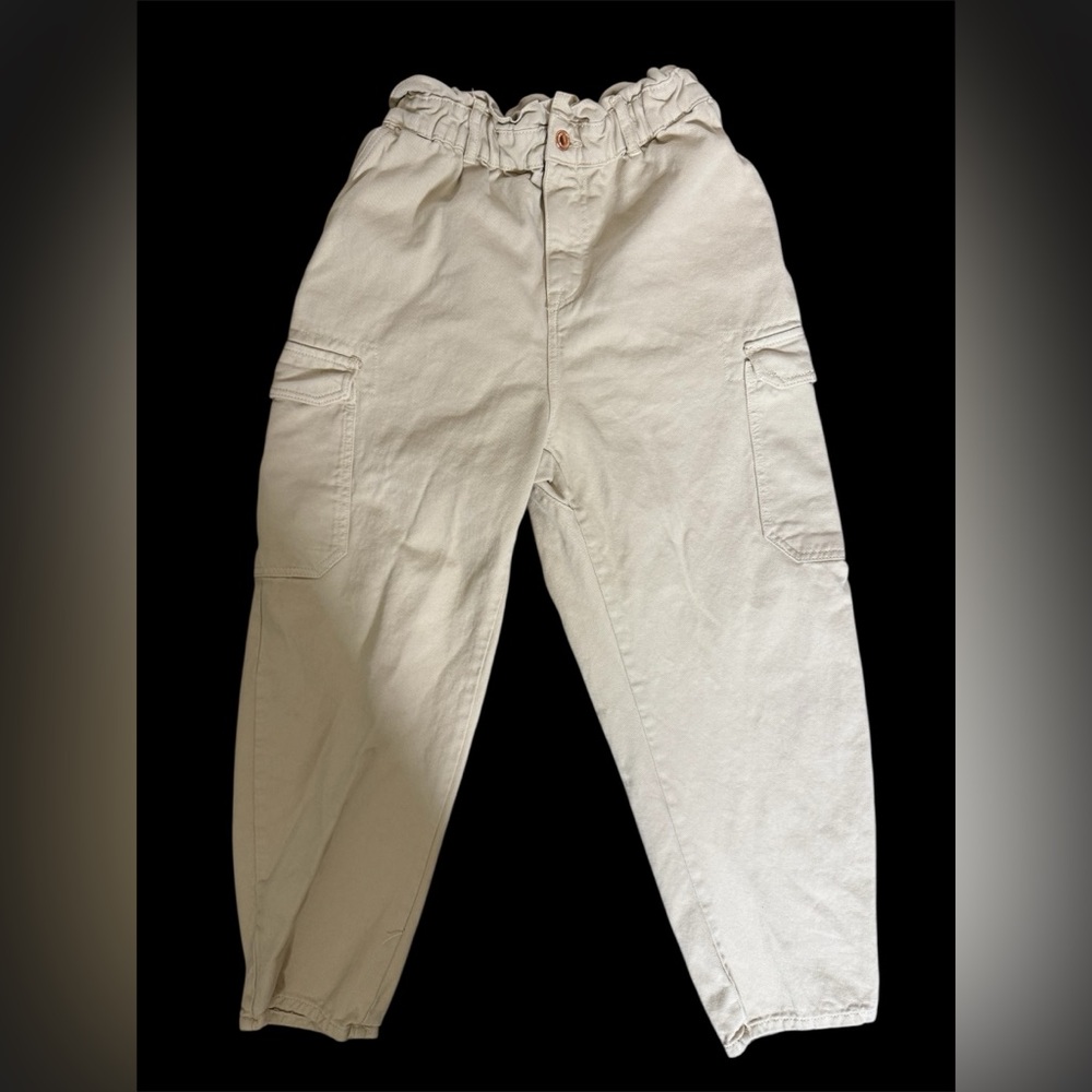 Zara beige paperbag waist cargo pants sz 8